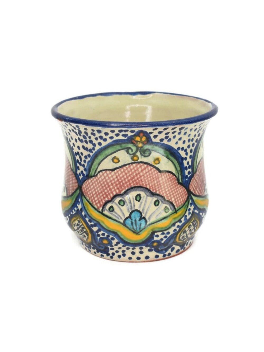 Vintage Mexican Talavera Pottery Cachepot Planter Hand Painted Flower Pot 6"